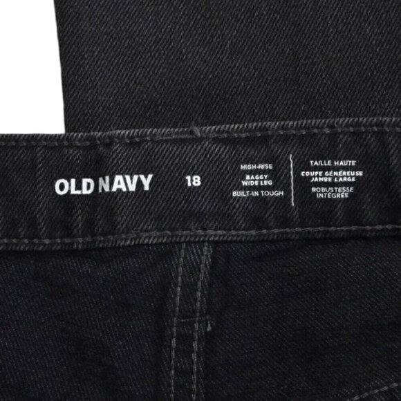 NWT Old Navy Baggy Wide Leg High Rise Black Jeans Kids Size 18 - Picture 7 of 12